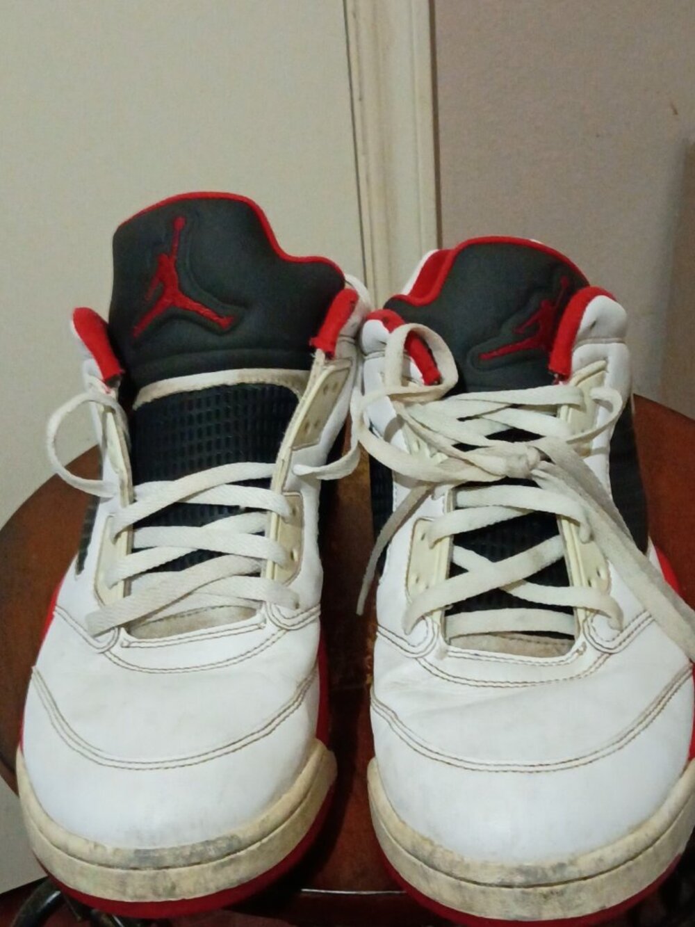 Nike Air Jordan 5 Retro Low 2015 White/Fire Red - Black 819171-101 Size 12 - Picture 5 of 15
